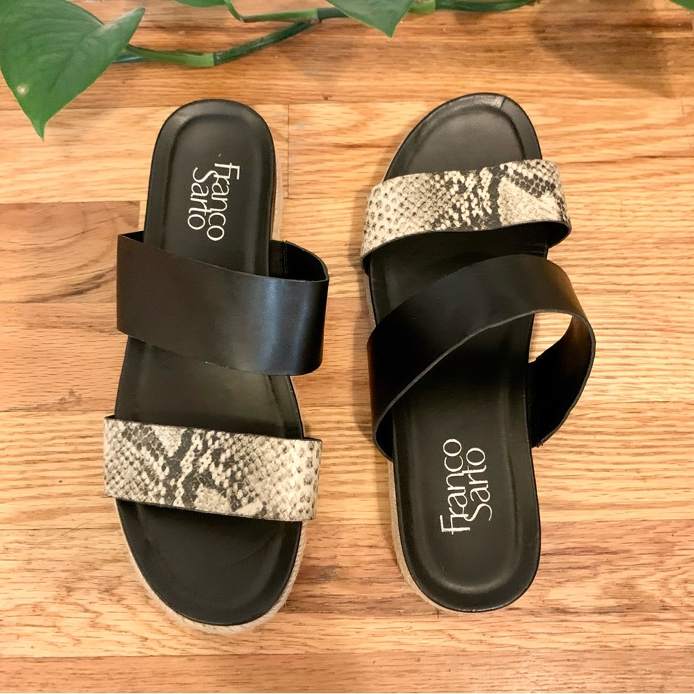 Franco Sarto 7.5 Babs Flat Sandal Snake Print